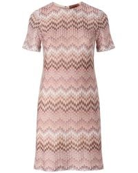 Missoni - Robe Courte À Manches Courtes En Viscose - Lyst