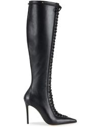 Elisabetta Franchi - Nappa-Leather Boots With Criss-Cross Laces - Lyst