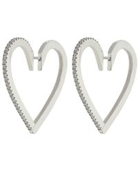 CADAR - Pendientes Heart en oro blanco de 18 ct con diamantes - Lyst
