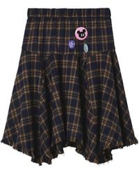 Mini Cream - Geruite Mini-Rok Met Franje - Lyst