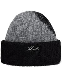 KARL LAGERFELD - Logo-Embroidered Colour-Block Beanie Hat - Lyst