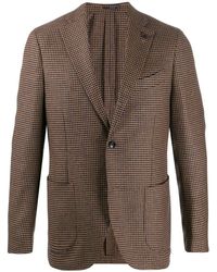 Lardini Houndstooth Wool Blazer - Brown