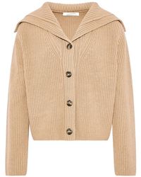 Yves Salomon - Ribbed-Knit Sailor-Collar Cardigan - Lyst