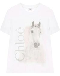 Chloé - Printed Cotton T-Shirt - Lyst
