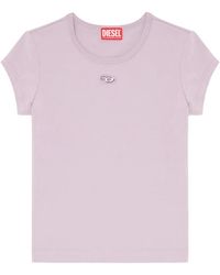 DIESEL - T-Shirt With Cut-Out Embroidered Logo - Lyst