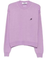 MSGM - Logo-Embroidered Crew-Neck Sweater - Lyst