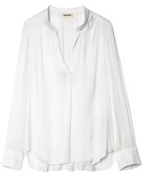 Zadig & Voltaire - Gathered-Detail Satin-Weave Blouse - Lyst