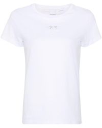 Pinko - T-shirt Met Geborduurde Bloemen - Lyst
