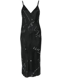 Rick Owens - Printed Slip Midi Dress - Lyst