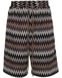 Song For The Mute - Chevron-knit Elasticated-waist Shorts - Lyst