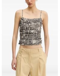 HUGO - Snakeskin-Print Cowl-Neck Top - Lyst