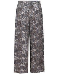 Weekend by Maxmara - Floral-Print Wide-Leg Silk Trousers - Lyst