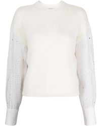 Peserico - Sheer-Sleeve Knitted Jumper - Lyst