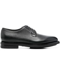 Santoni - Almond-Toe Leather Derby Shoes - Lyst