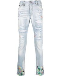 Philipp Plein - Gerade Jeans mit Farbklecks-Print - Lyst
