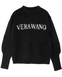 Vera Wang - Logo-Intarsia Crew-Neck Sweater - Lyst