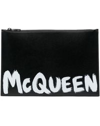 Alexander McQueen - Logo-print Leather Clutch Bag - Lyst