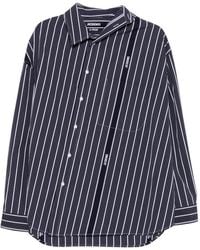 Jacquemus - Marineblau Gestreiftes Logo Hemd - Lyst