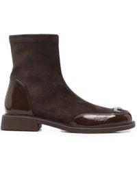 Linda Baumann - Patent-Panelled Plaque-Detail Ankle Boots - Lyst