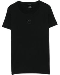 Pinko - Katoenen T-Shirt Met Geborduurd Logo - Lyst