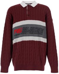 Balenciaga - Cable-Knit Logo-Print Polo Shirt - Lyst