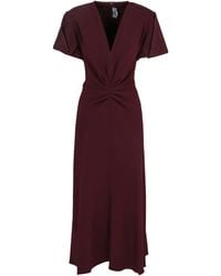 Victoria Beckham - V-neck Pleated Midi Dress - Lyst
