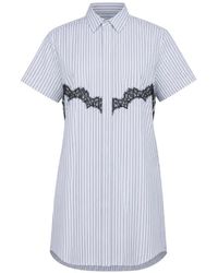 Sacai - Robe-Chemise Bordée De Dentelle À Rayures - Lyst