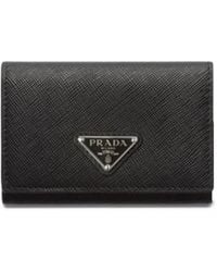 Prada - Triangle-Logo Leather Cardholder - Lyst