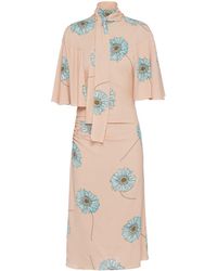 Prada - Floral-print Pencil Dress - Lyst