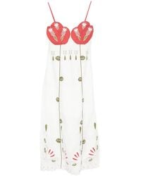 FARM Rio - Richelieur Embroidered Scallop-Edge Midi Dress - Lyst