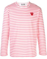 COMME DES GARÇONS PLAY - Long Sleeve Heart Stripe Logo T-shirt - Lyst
