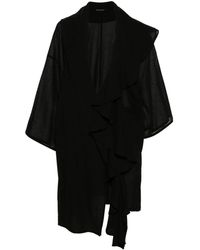 Yohji Yamamoto - Textured Draped Midi Coat - Lyst
