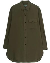 Yohji Yamamoto - Chemise Lawn À Ourlet Incurvé Manches Longues - Lyst