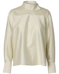 SELECTED - Gestreifte Bluse Mit Stehkragen - Lyst
