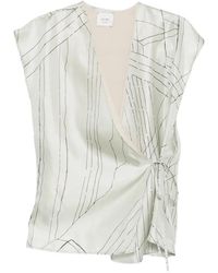 Alysi - Graphic-Print Wrap Blouse - Lyst