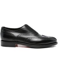 Santoni - Perforated Leather Oxford Shoes - Lyst
