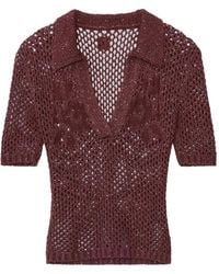Amiri - Floral Crochet Polo Top - Lyst