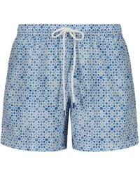 Fedeli - Geometric-Print Drawstring-Waist Swim Shorts - Lyst
