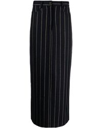 Musier Paris - Pinstriped Wool Blend Maxi Skirt - Lyst