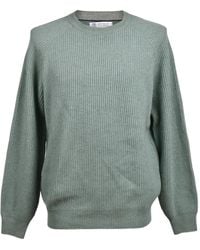 Brunello Cucinelli - Jersey de canalé con cuello redondo - Lyst