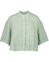 120% Lino - Short-Sleeve Button-Up Linen Shirt - Lyst