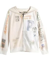 SAITOS - Long Live Rock Graphic-Print Distressed Cotton Hoodie - Lyst