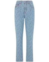 DIESEL - Monogram-Print Straight-Leg Jeans - Lyst