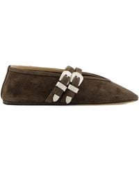 Le Monde Beryl - Double-Buckle Suede Ballet Flats - Lyst