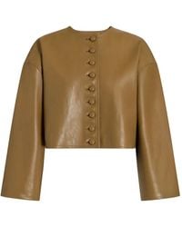 Alberta Ferretti - Buttoned Leather Jacket - Lyst