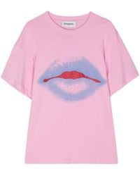 Sonia Rykiel - Lips-print Cotton T-shirt - Lyst