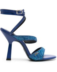 Patrizia Pepe - 100mm Glittered Leather Sandals - Lyst