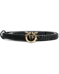 Pinko - Love Birds-Buckle Studded Leather Belt - Lyst
