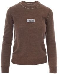 MM6 by Maison Margiela - Logo-Patch Crew-Neck Sweater - Lyst