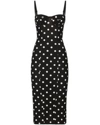 Dolce & Gabbana - Schlauchkleid Im Miederdesign Aus Marquisette Punkteprint - Lyst